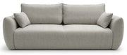 Dreisitziges ausklappbares Sofa Zordo mit Stauraum, grau-beiger Chenillestoff