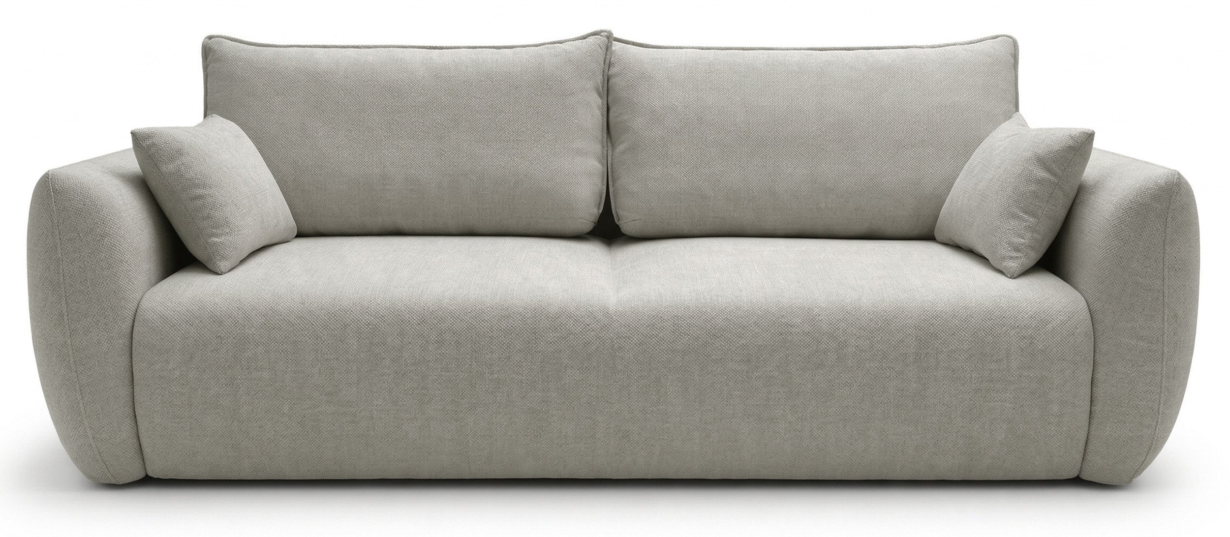 Dreisitziges ausklappbares Sofa Zordo mit Stauraum, grau-beiger Chenillestoff