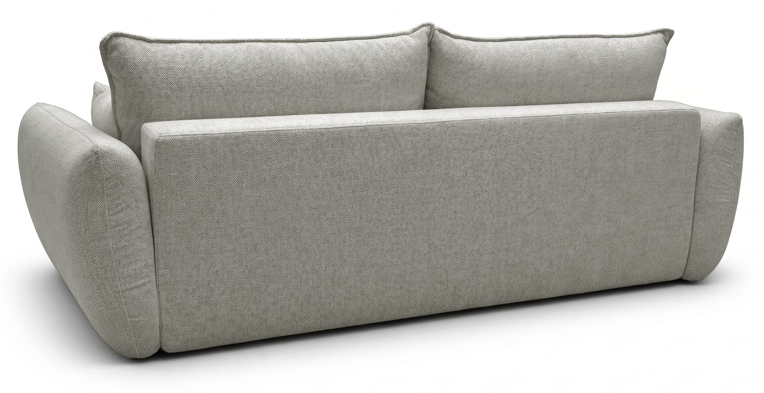 Dreisitziges ausklappbares Sofa Zordo mit Stauraum, grau-beiger Chenillestoff