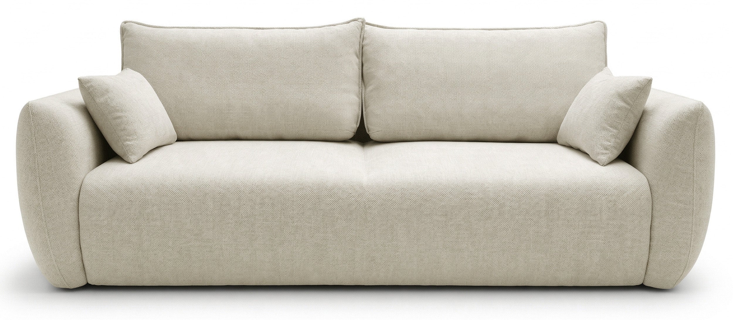 Drei-Sitzer-Schlafsofa Zordo mit Stauraum, hellbeiger Chenillebezug
