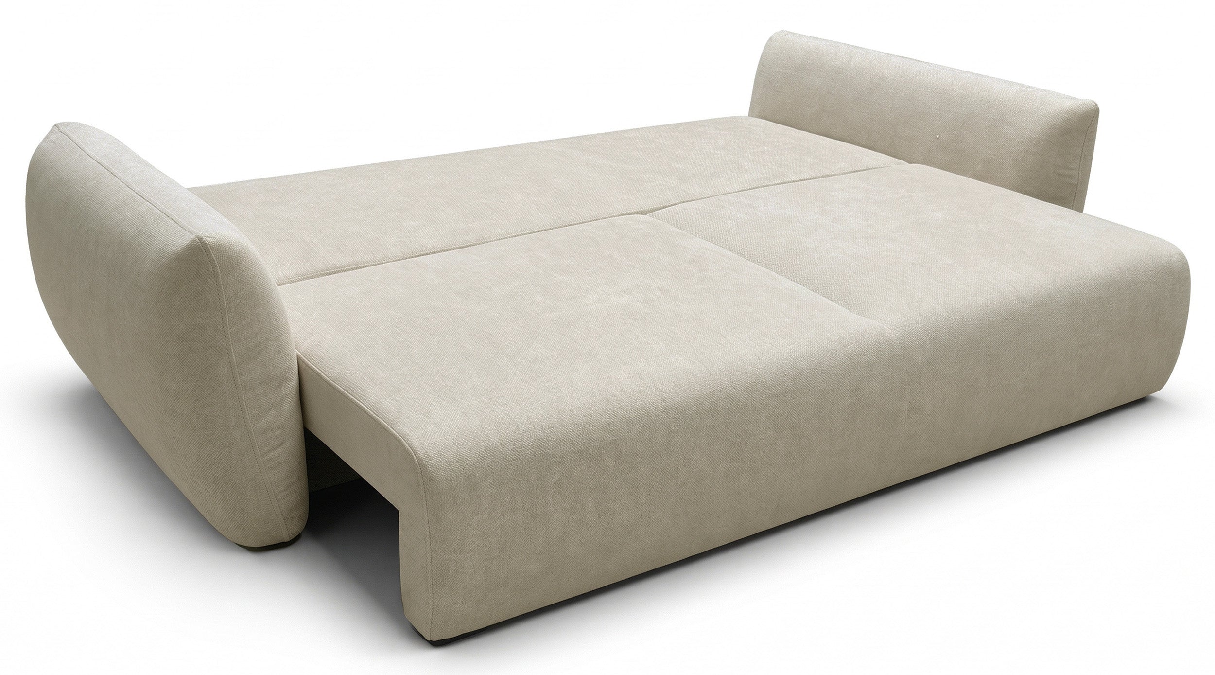 Drei-Sitzer-Schlafsofa Zordo mit Stauraum, hellbeiger Chenillebezug