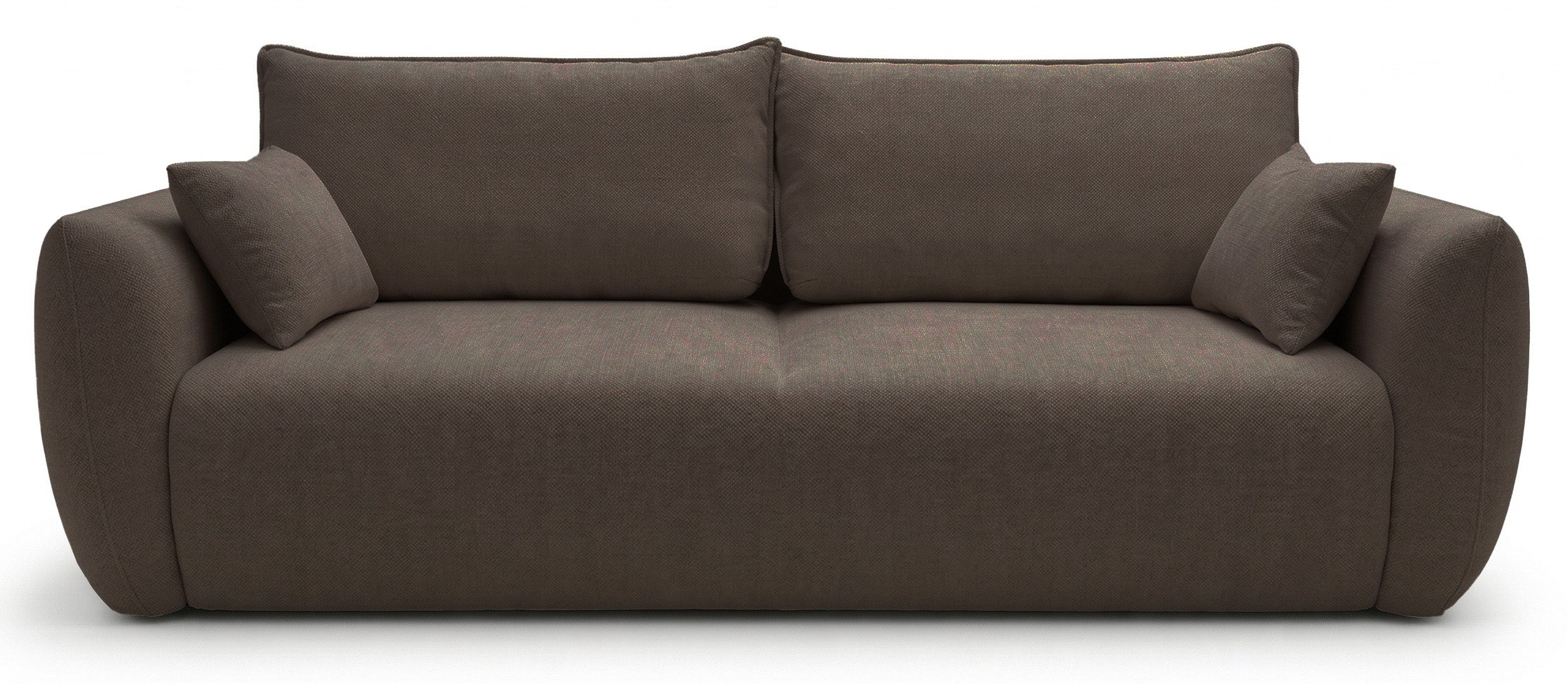Dreisitziges ausklappbares Sofa Zordo mit Stauraum, braunes Chenille