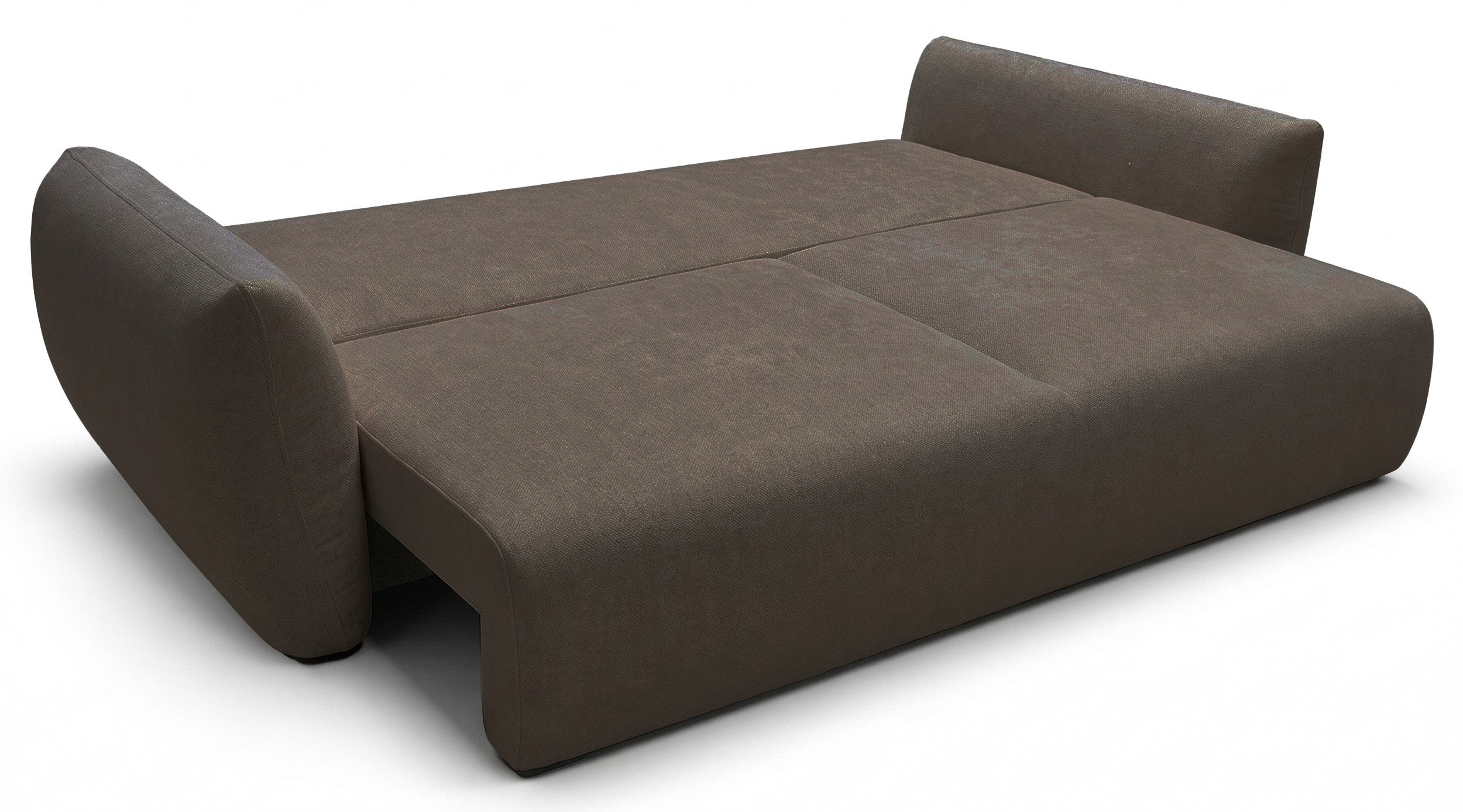 Dreisitziges ausklappbares Sofa Zordo mit Stauraum, braunes Chenille