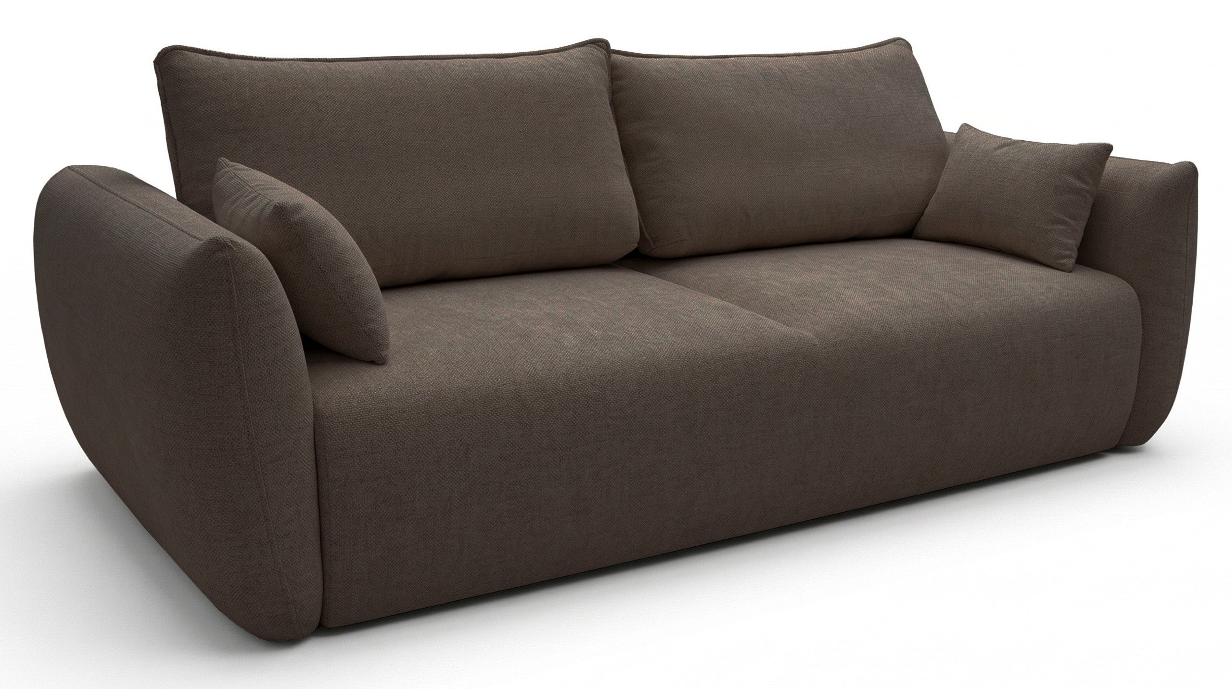 Dreisitziges ausklappbares Sofa Zordo mit Stauraum, braunes Chenille