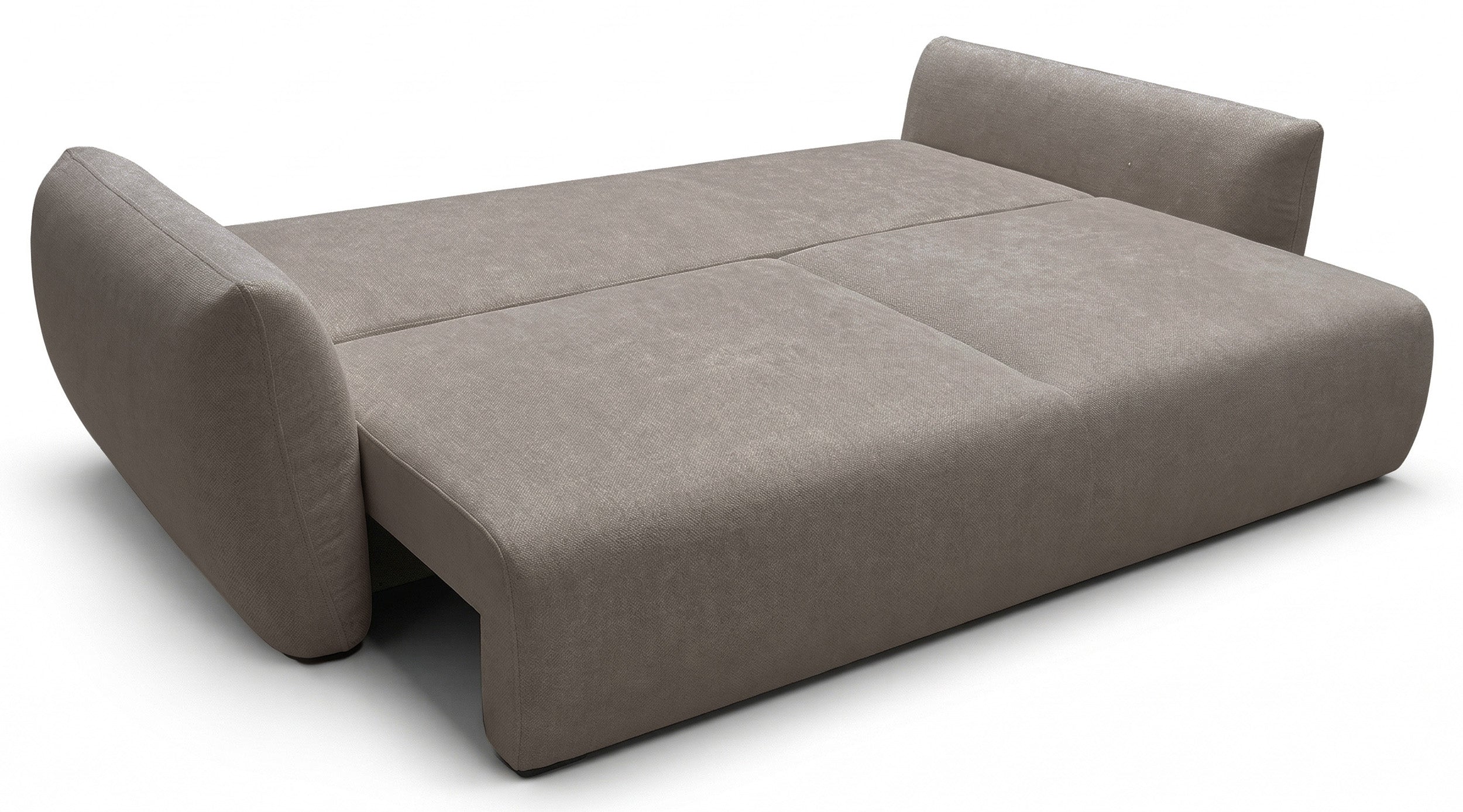 Dreisitziges ausklappbares Sofa Zordo mit Stauraum, hellbrauner Chenillebezug