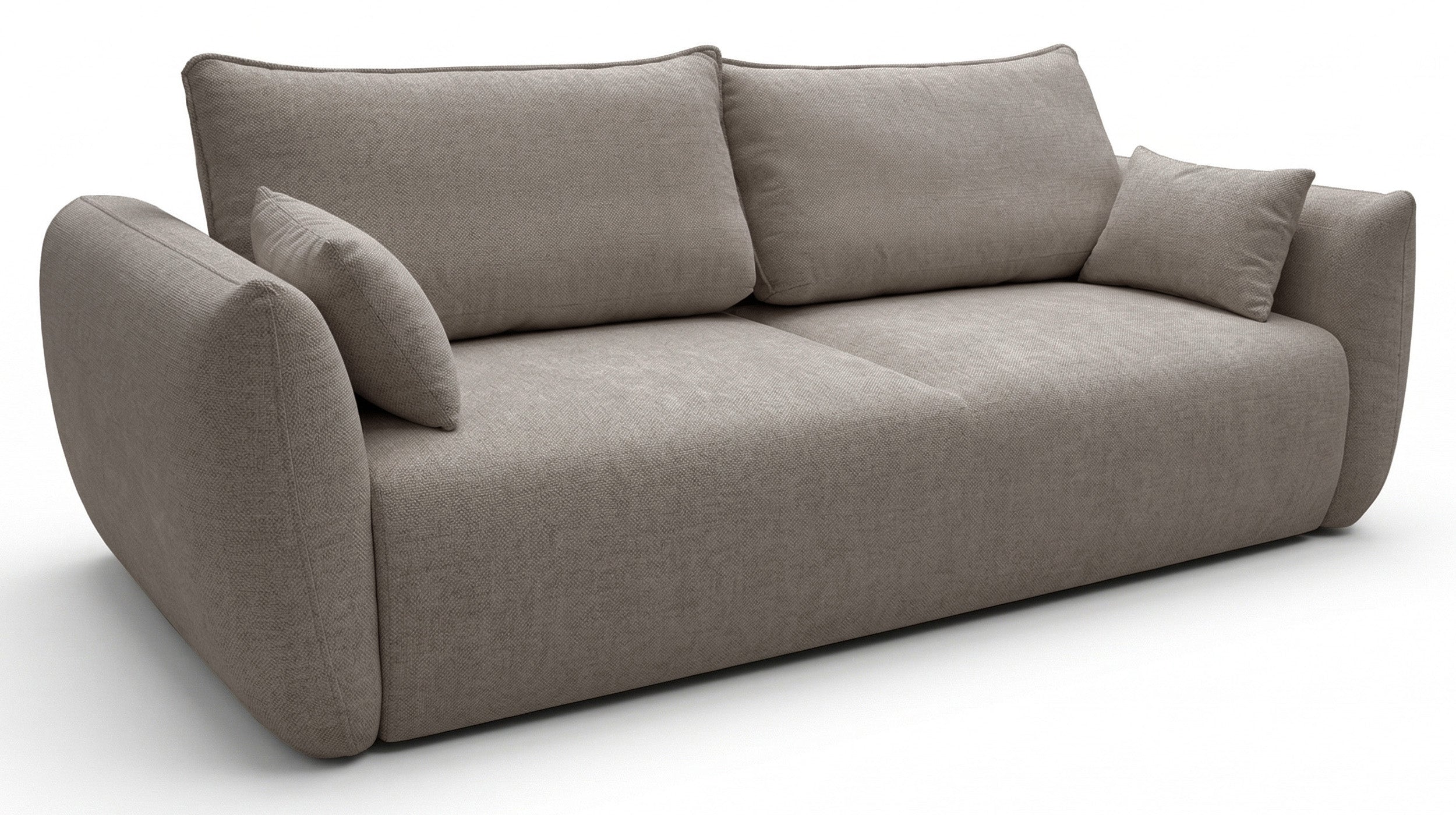 Dreisitziges ausklappbares Sofa Zordo mit Stauraum, hellbrauner Chenillebezug