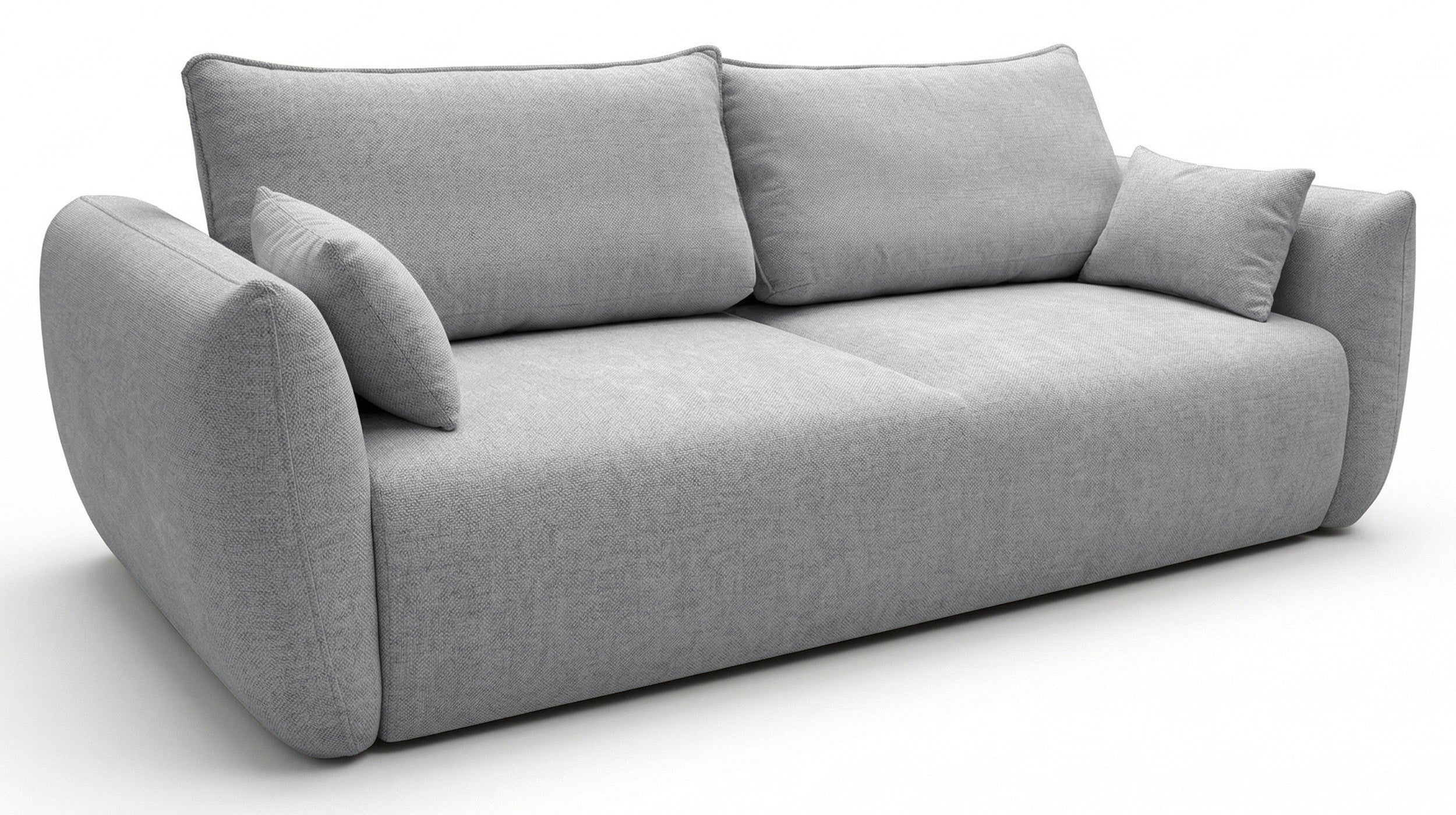 Ausziehbares Dreisitzer-Sofa Zordo mit Stauraum, grauer Chenille-Bezug