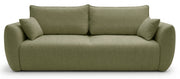 Dreisitziges ausklappbares Sofa Zordo mit Stauraum, olivgrüner Chenille-Bezug