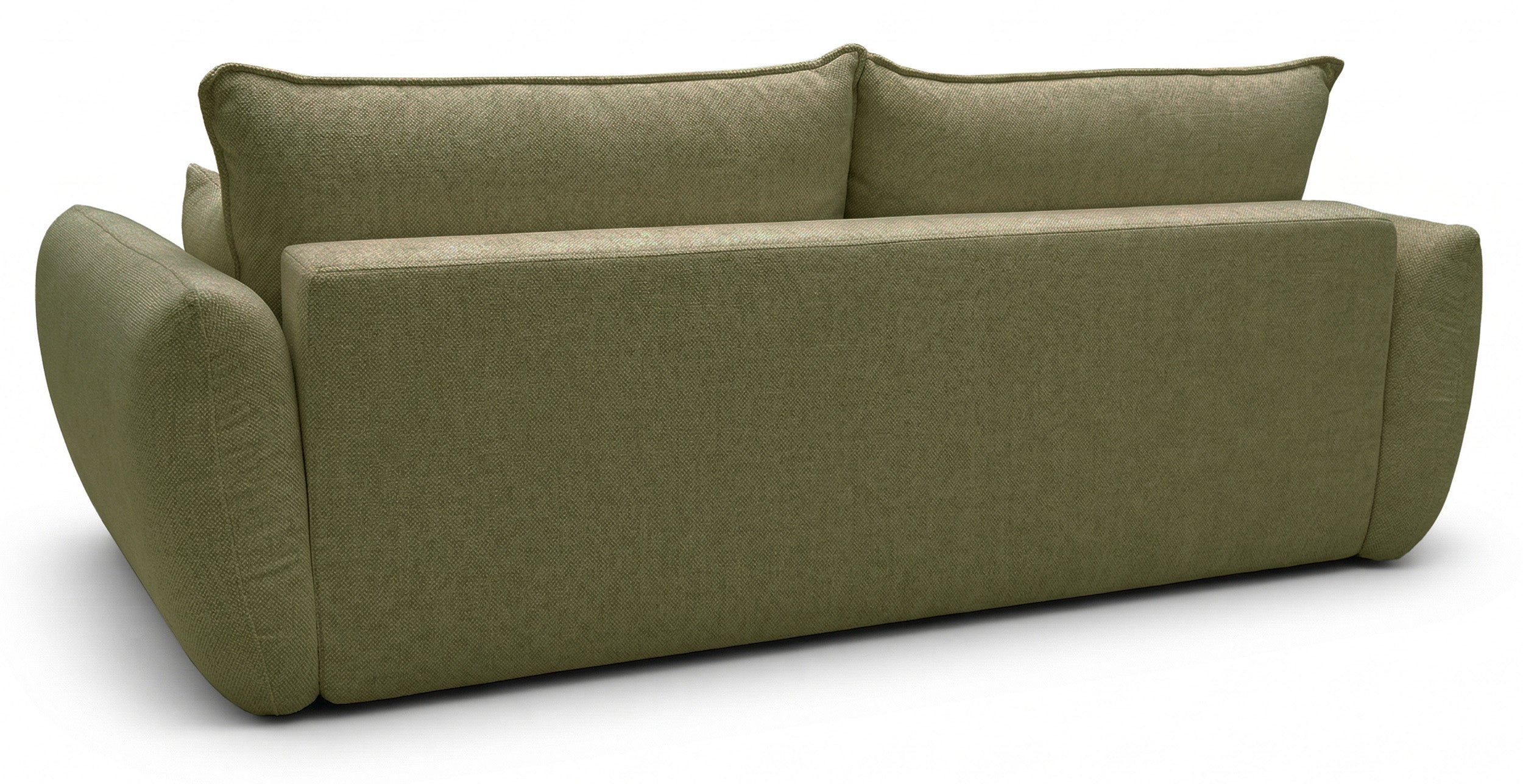 Dreisitziges ausklappbares Sofa Zordo mit Stauraum, olivgrüner Chenille-Bezug