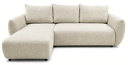 Ecksofa mit Schlafunktion Zordo, L-förmig, linksseitig, mit zwei Stauraumfächern, hellbeiger Chenille-Stoff
