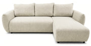 Ecksofa mit Schlaffunktion Zordo, L-förmig, rechtsseitig, mit zwei Aufbewahrungsboxen, hellbeiger Chenille-Stoff