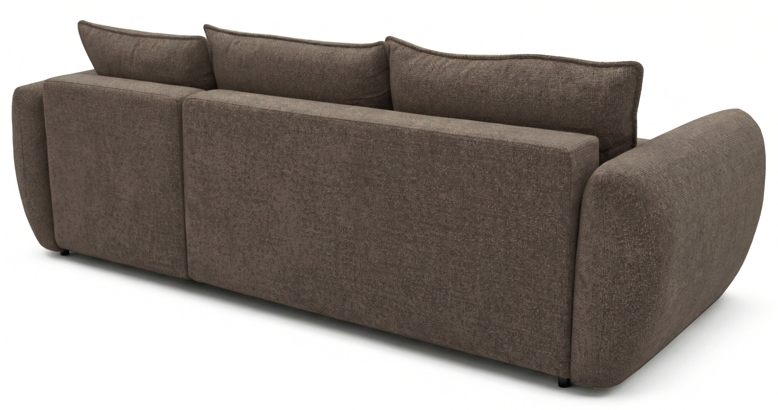 Ecksofa mit Schlaffunktion Zordo, L-förmig, rechtsseitig, mit zwei Stauraumfächern, braunes Chenille