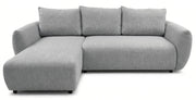Ecksofa mit Schlaffunktion Zordo, L-förmig, linksseitig, mit zwei Stauraumfächern, grauer Chenille-Stoff