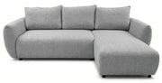 Ecksofa mit Schlafunktion Zordo, L-förmig, rechtsseitig, mit zwei Stauraumfächern, grauer Chenille-Stoff
