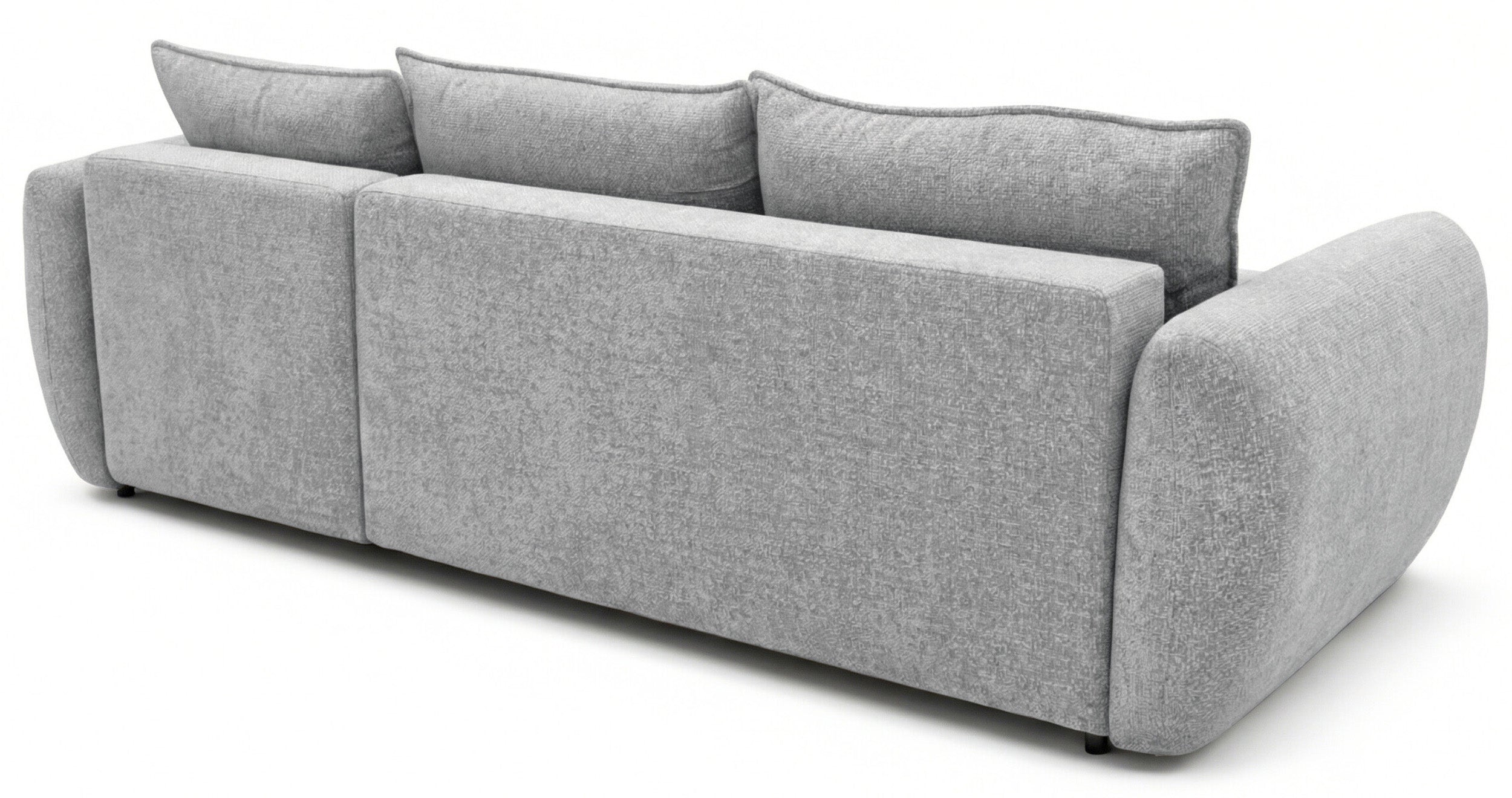 Ecksofa mit Schlafunktion Zordo, L-förmig, rechtsseitig, mit zwei Stauraumfächern, grauer Chenille-Stoff