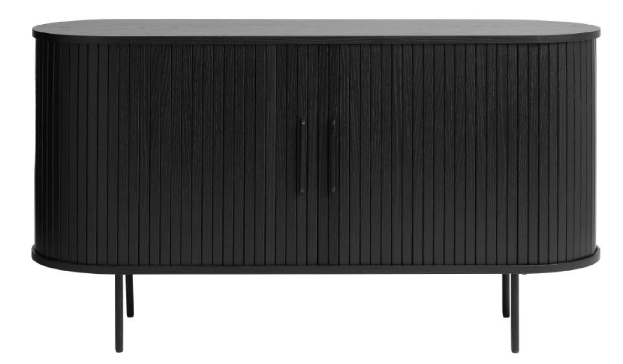 Kommode Gativel 140x76 cm Lamellen Eiche Schwarz