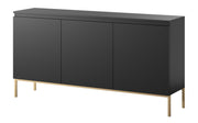 Drehtür-Kommode Bemmi 150 cm schwarz mit goldenen Beinen