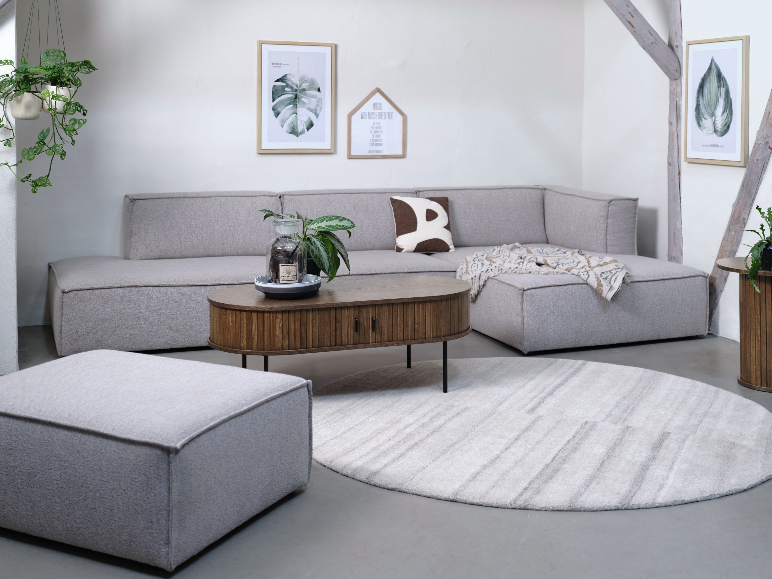 Holz-Couchtisch Gativel 120x60 cm, Lamellen in gebranntem Eichenholz