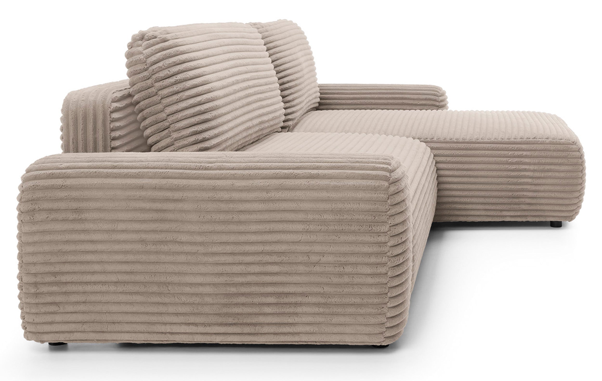 Ecksofa mit Schlaffunktion Alferia, L-förmig, mit Stauraum, beige Cord, rechtsseitig