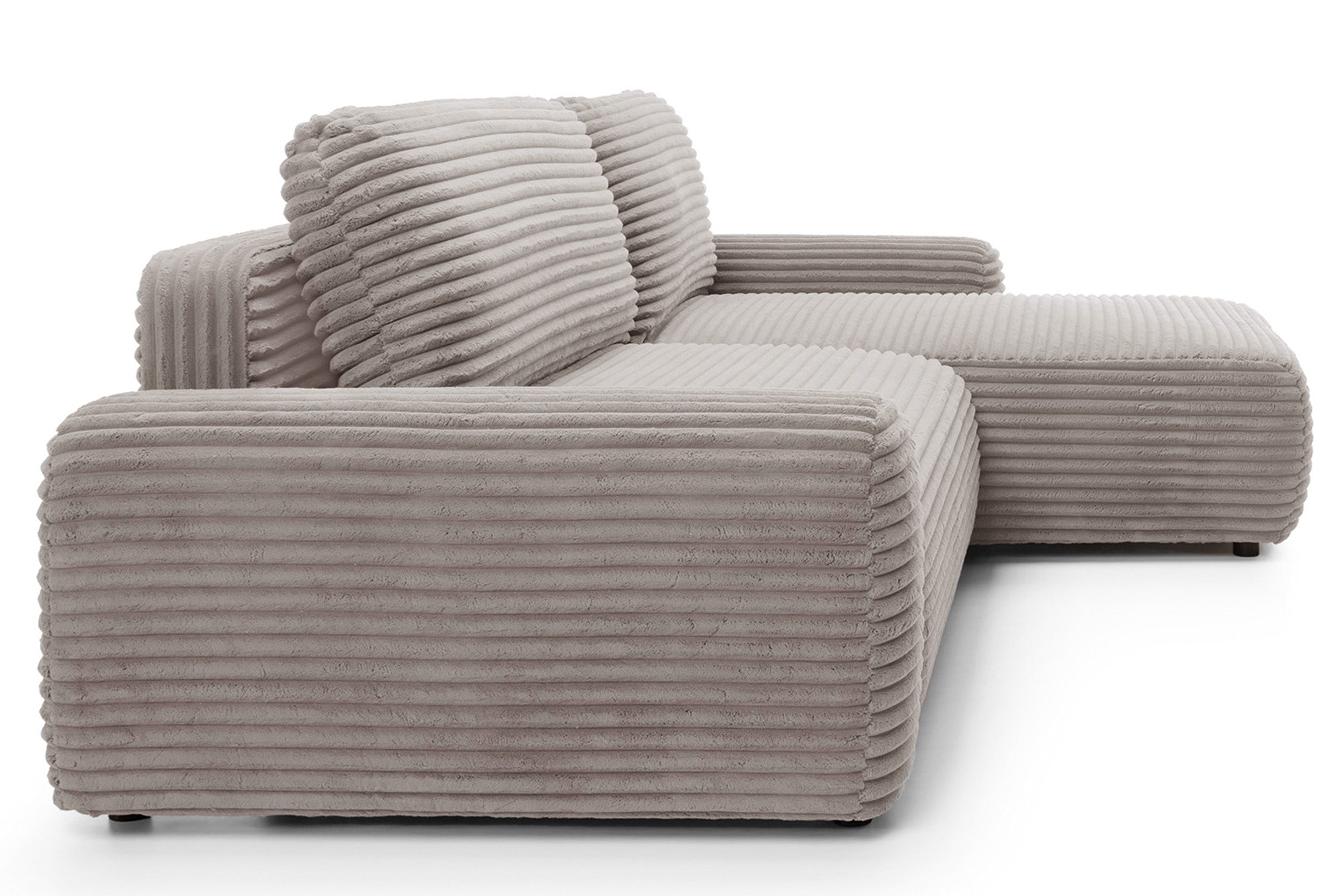 Ecksofa mit Schlaffunktion Alferia, L-förmig, mit Stauraum, hellbeige Cord, rechtsseitig