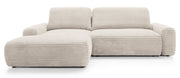 Ecksofa mit Schlaffunktion Alferia, L-förmig, mit Stauraum, cremefarbener Cord, linksseitig