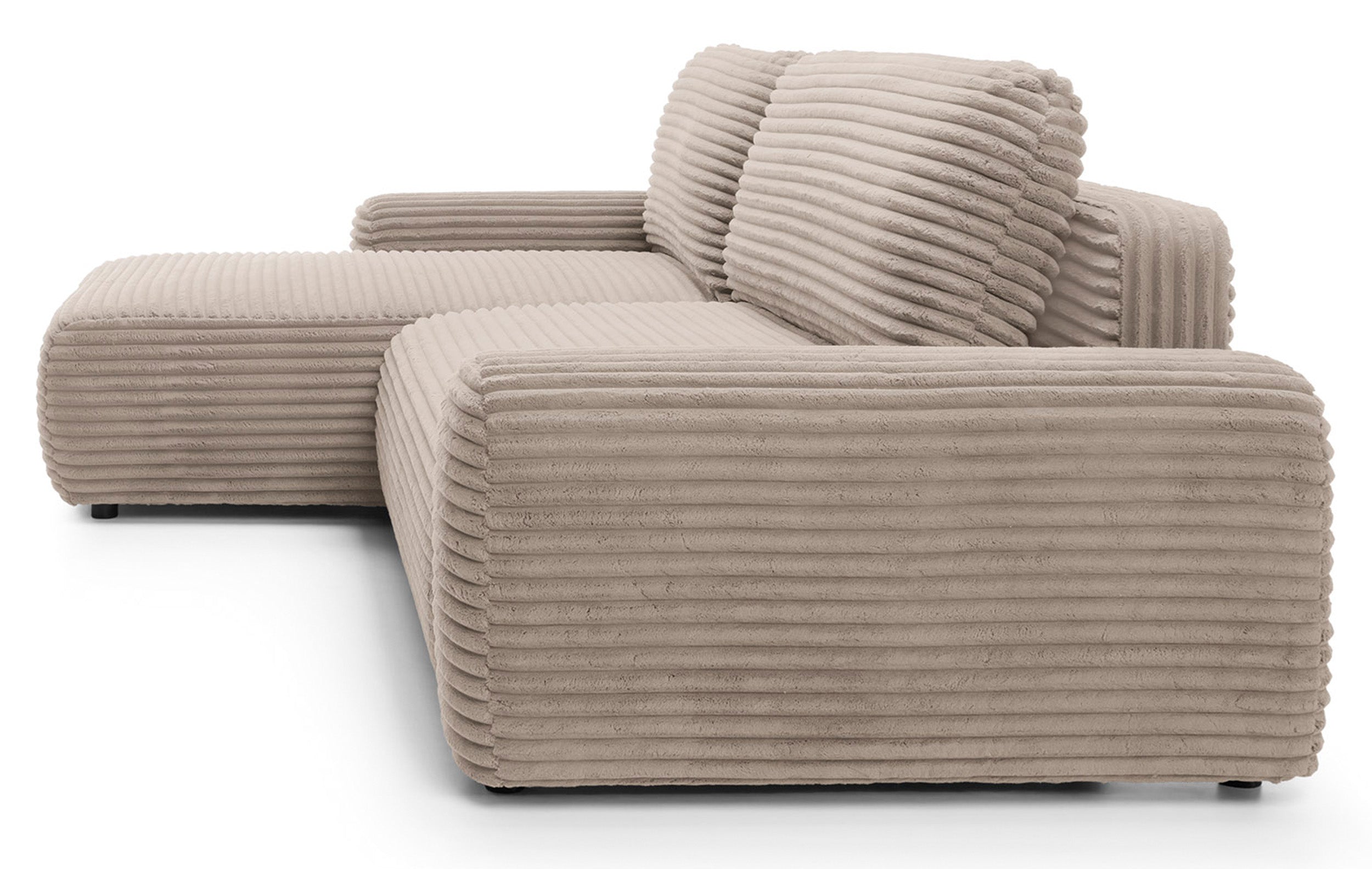 Ecksofa mit Schlafunktion Alferia, L-förmig, mit Stauraum, beige Cord, linksseitig