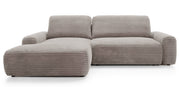 Ecksofa mit Schlaffunktion Alferia, L-förmig, mit Stauraum, grau-beiges Cord, linksseitig