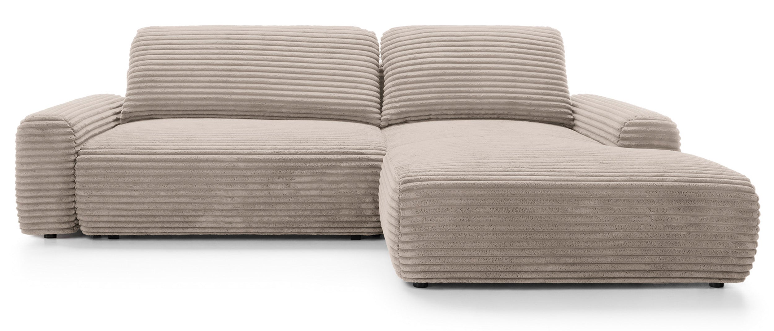 Ecksofa mit Schlaffunktion Alferia, L-förmig, mit Stauraum, beige Cord, rechtsseitig