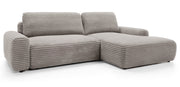 Ecksofa mit Schlaffunktion Alferia, L-förmig, mit Stauraum, hellbeige Cord, rechtsseitig