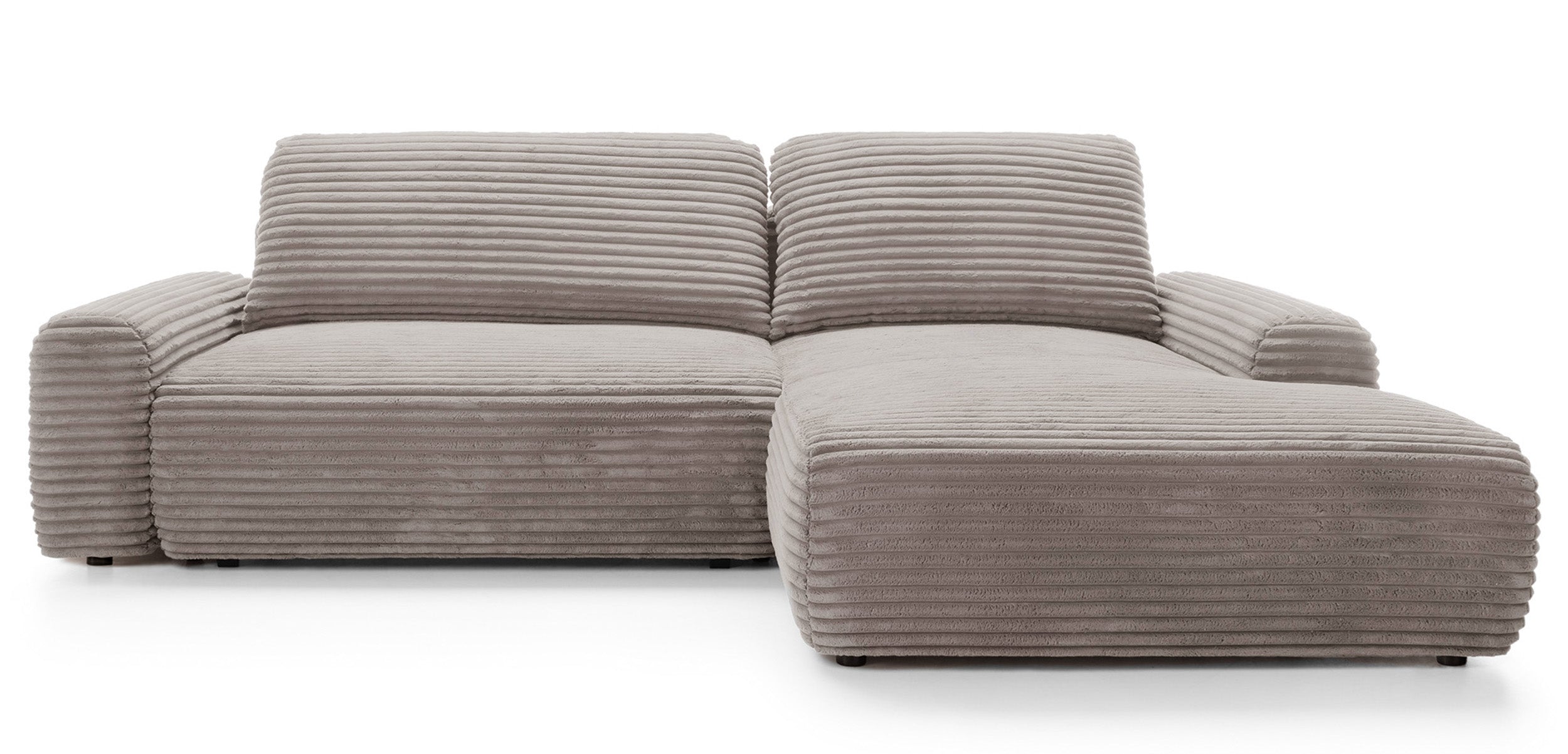 Ecksofa mit Schlaffunktion Alferia, L-förmig, mit Stauraum, hellbeige Cord, rechtsseitig