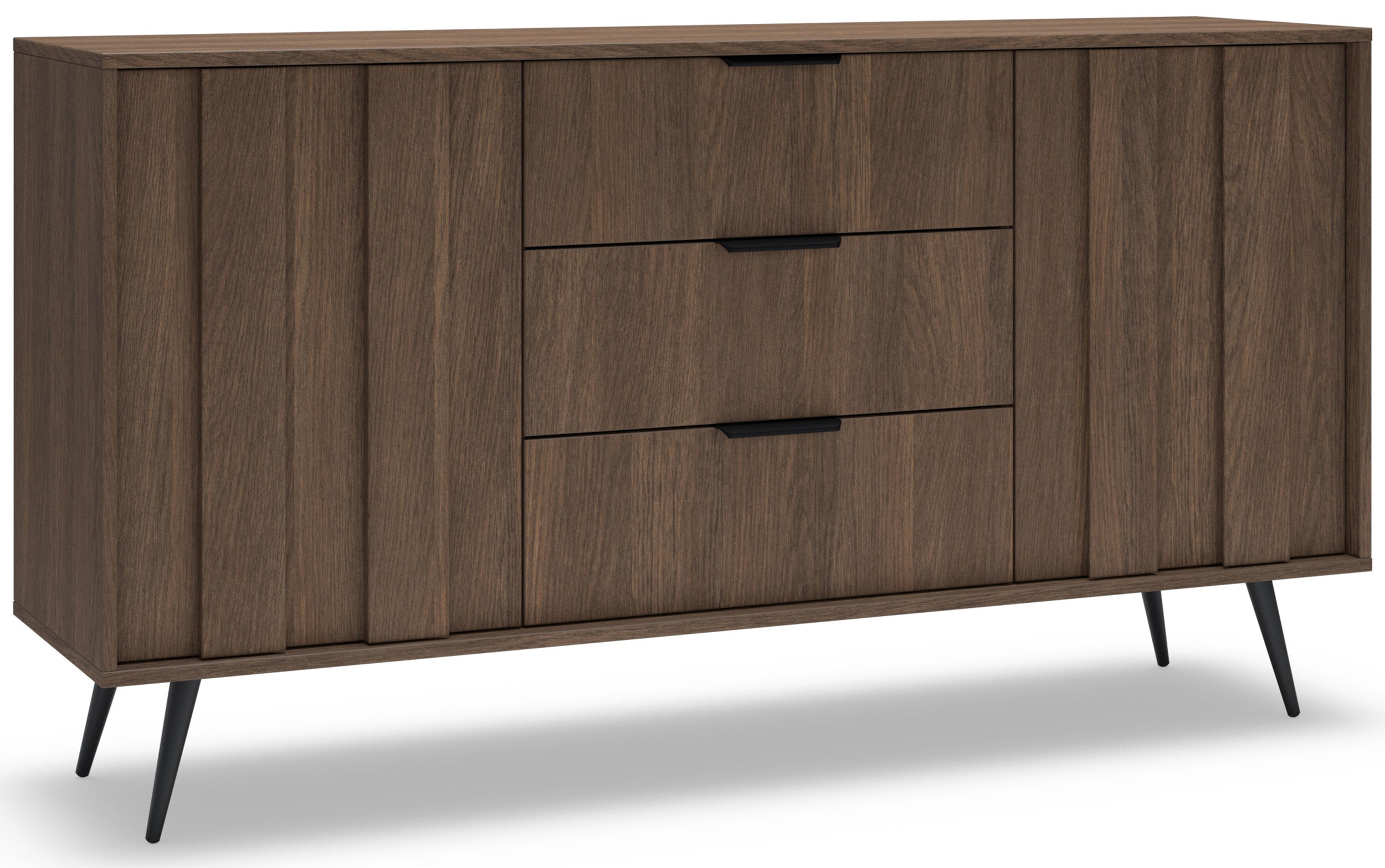 Zweittürige Kommode Amaro mit drei Schubladen und LED-Beleuchtung, 154 cm, Eiche Dunin