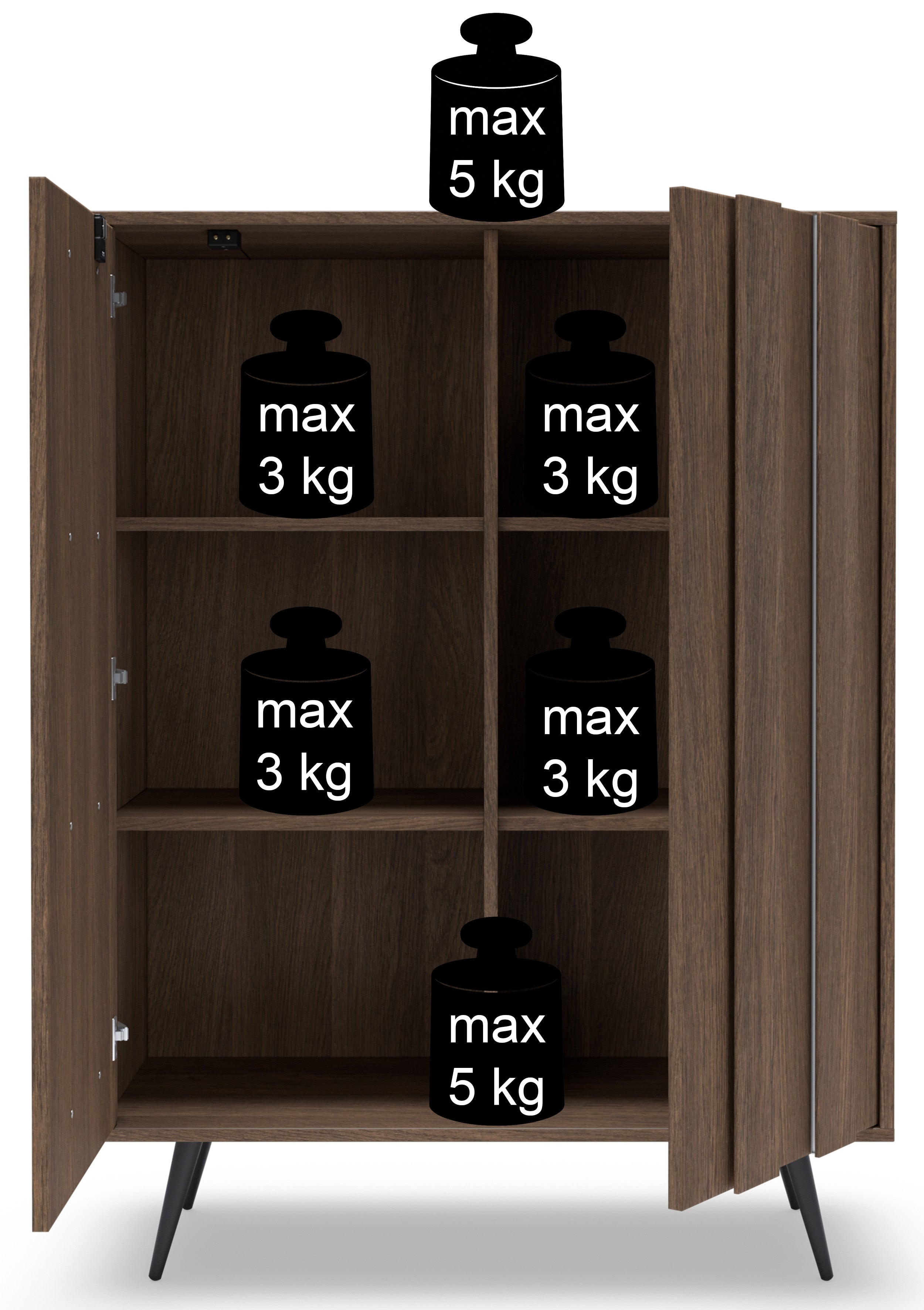 Zweiturige Kommode Amaro mit LED-Beleuchtung, 94 cm, Eiche Dunin