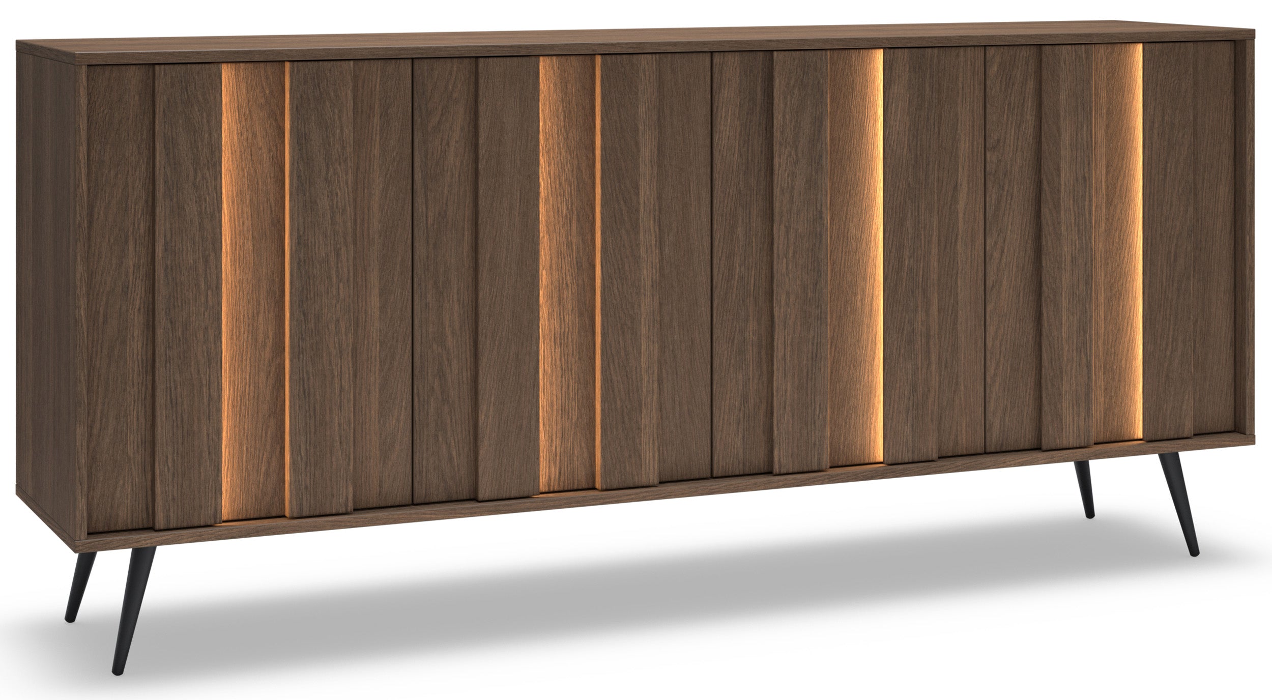 Vier­tü­rige Kommode Amaro mit LED-Beleuchtung, 183 cm, Dunin-Eiche