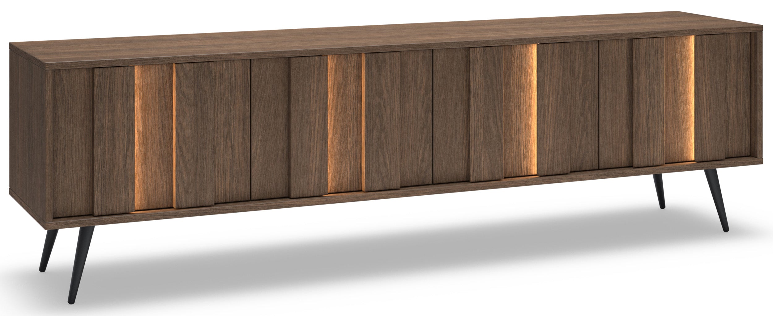 Vier-türiger TV-Schrank Amaro mit LED-Beleuchtung, 183 cm, Eiche Dunin