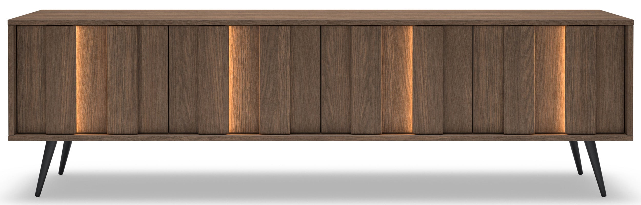 Vier-türiger TV-Schrank Amaro mit LED-Beleuchtung, 183 cm, Eiche Dunin
