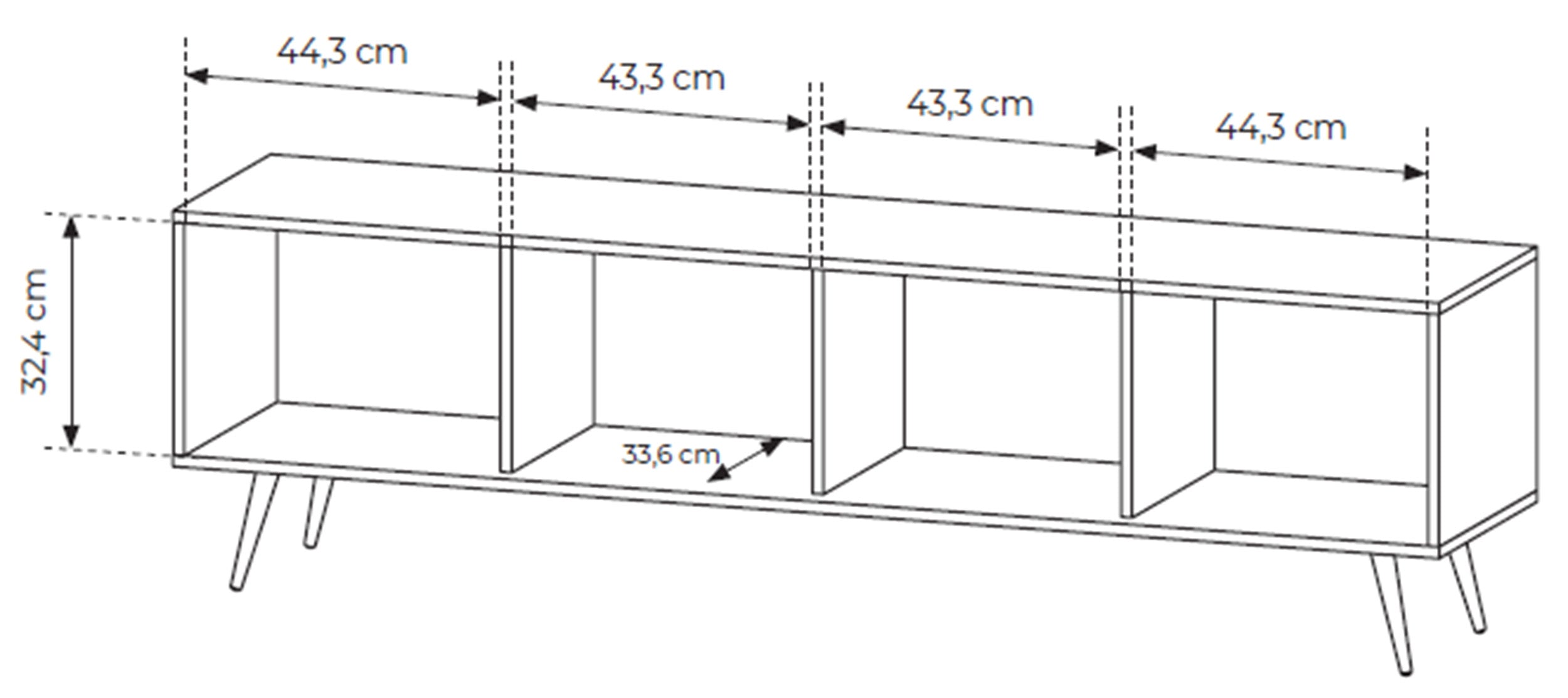 Vier-türiger TV-Schrank Amaro mit LED-Beleuchtung, 183 cm, Eiche Dunin
