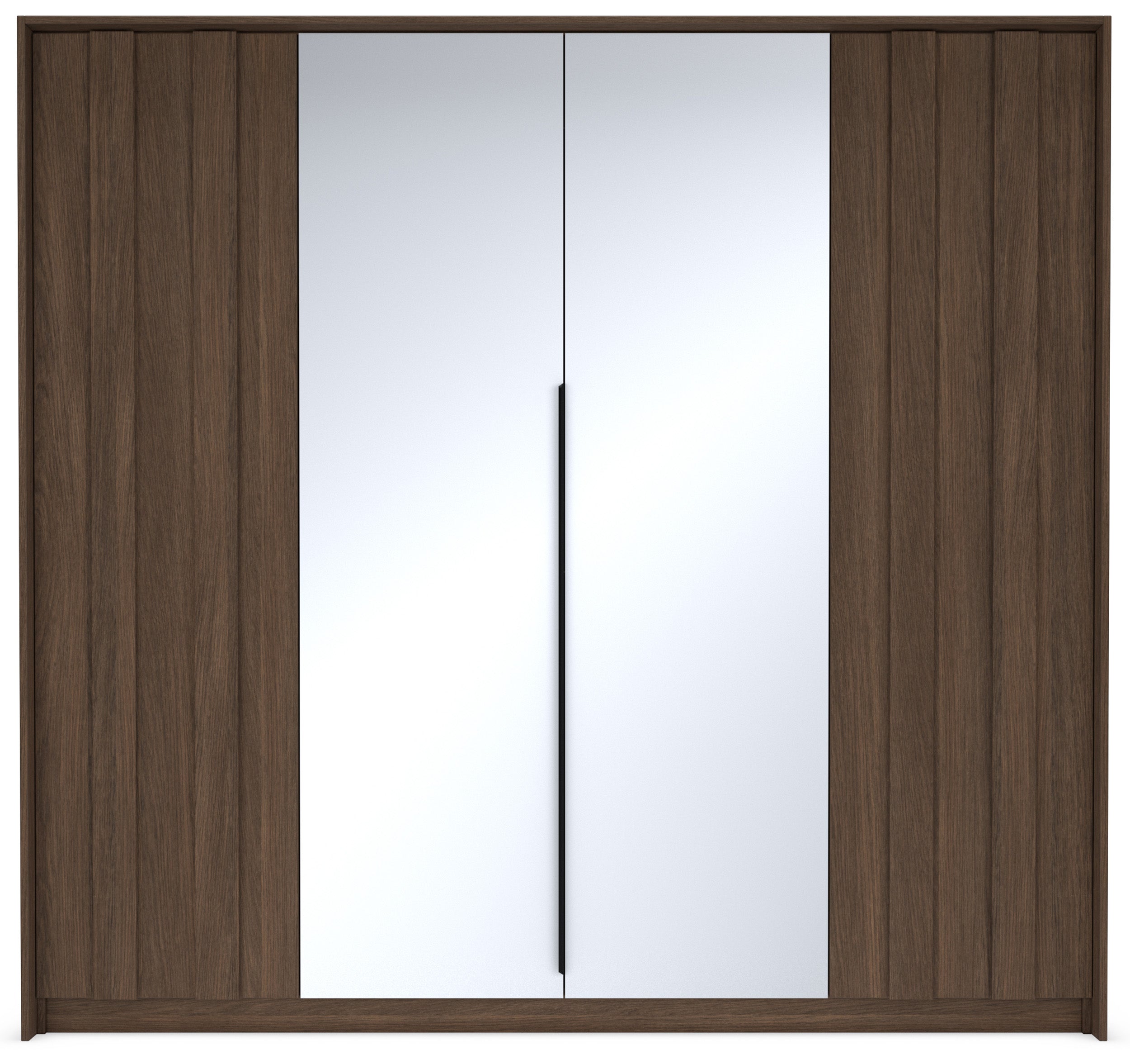 Vier­türiger Amaro-Kleiderschrank mit Spiegel und LED-Beleuchtung, 223 cm, Eiche Dunin