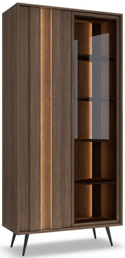 Zweiflügelige Vitrine Amaro mit LED-Beleuchtung, 94 cm, Eiche Dunin