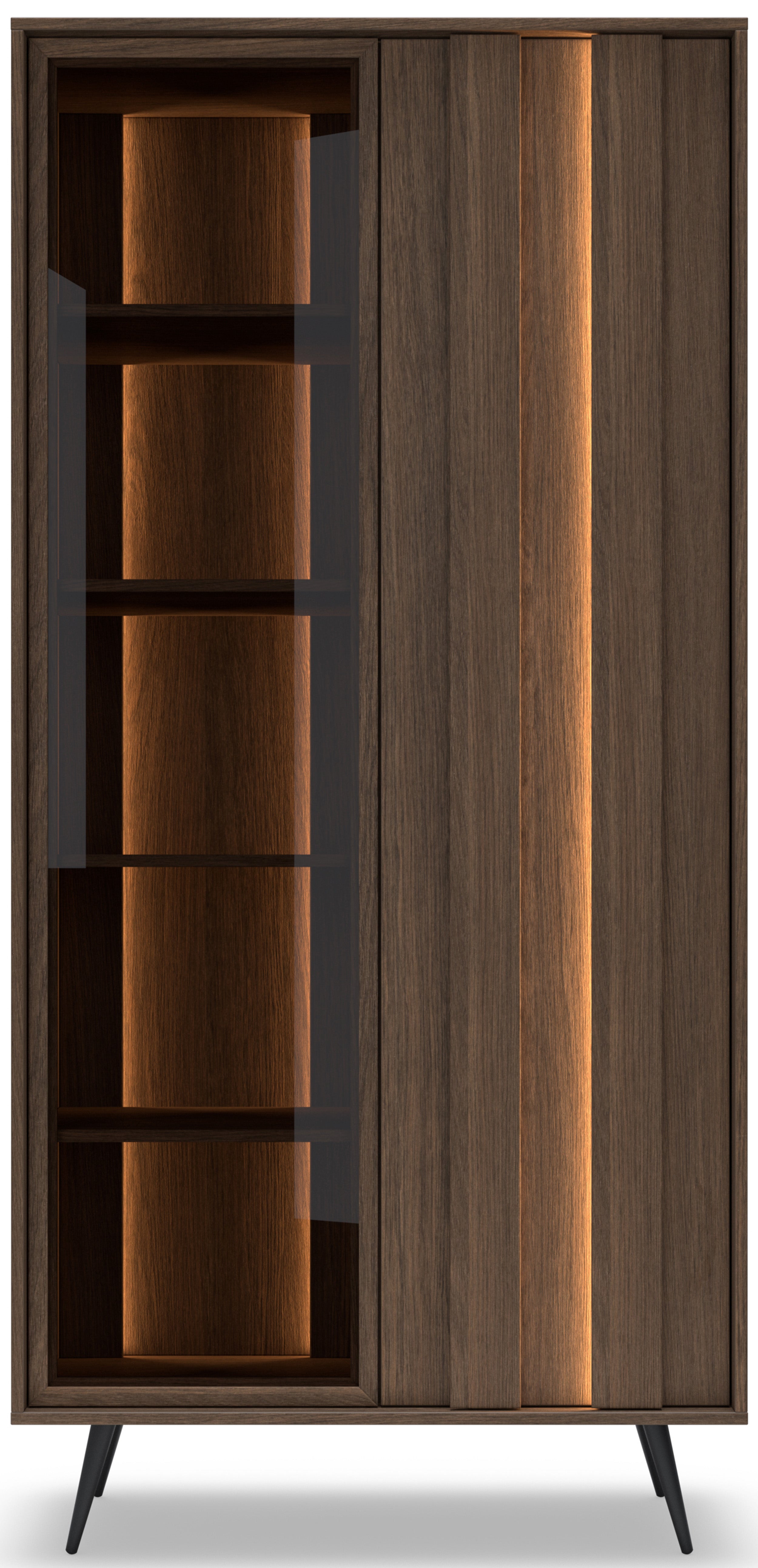 Zweiflügelige Vitrine Amaro mit LED-Beleuchtung, 94 cm, Eiche Dunin