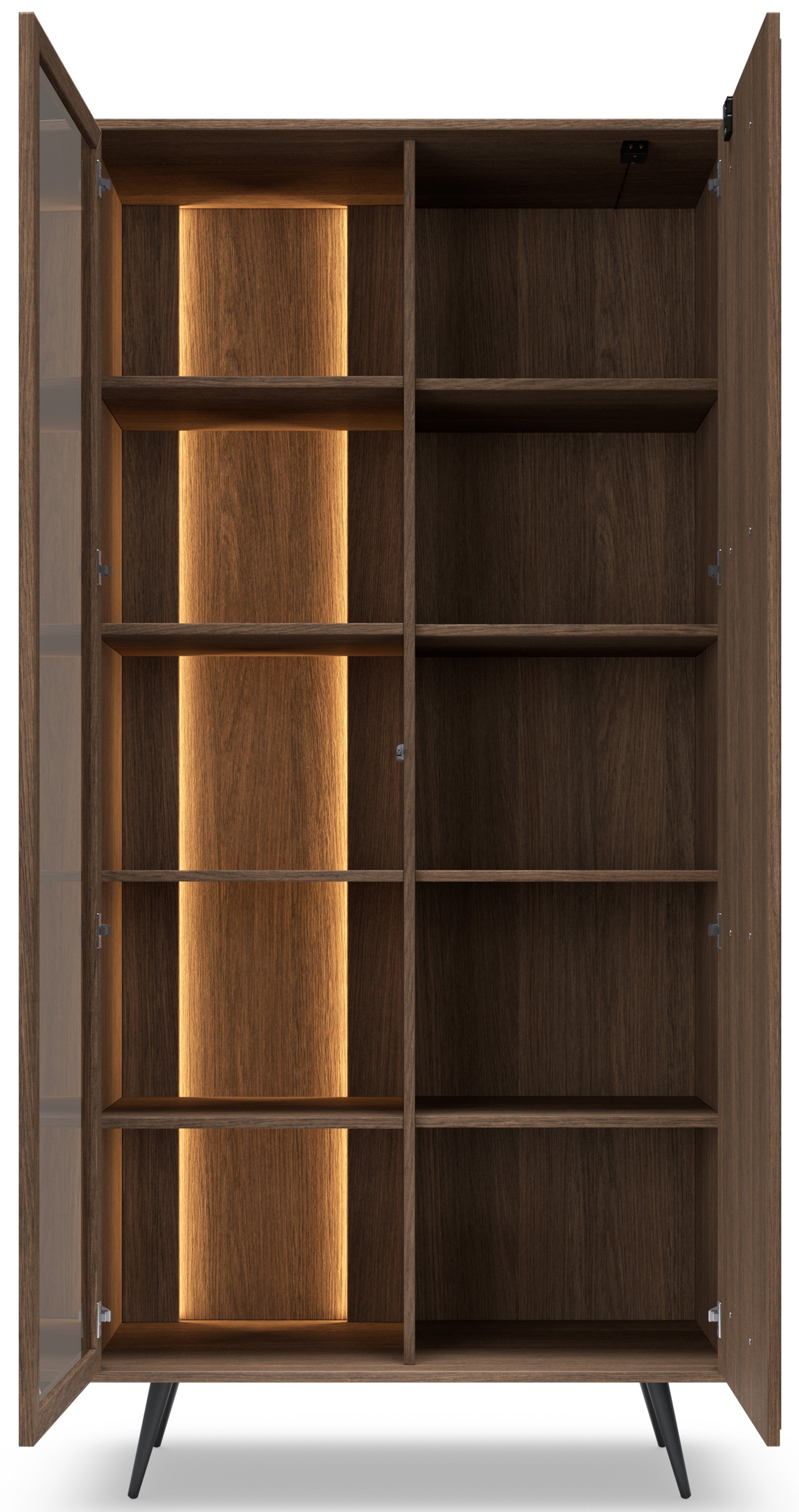 Zweiflügelige Vitrine Amaro mit LED-Beleuchtung, 94 cm, Eiche Dunin