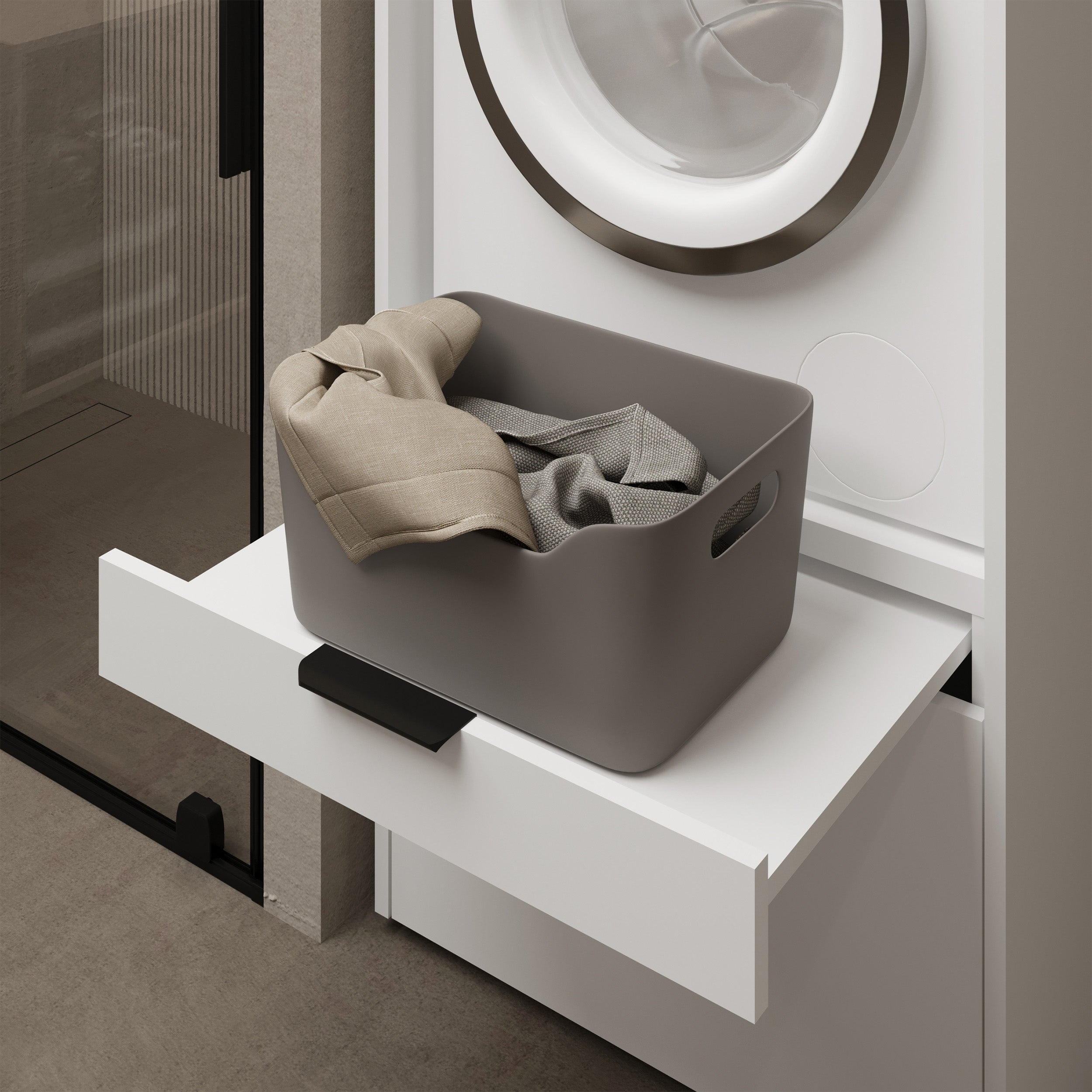 Waschmaschinenschrank Andiamo mit Schublade und Regal, weiß