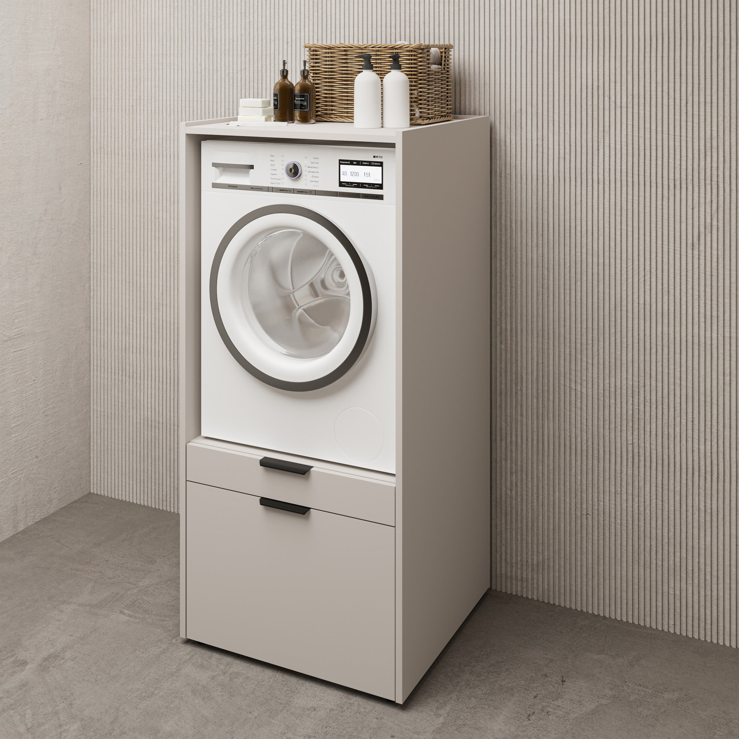 Waschmaschinenschrank Andiamo mit Schublade und Kaschmir-Regal