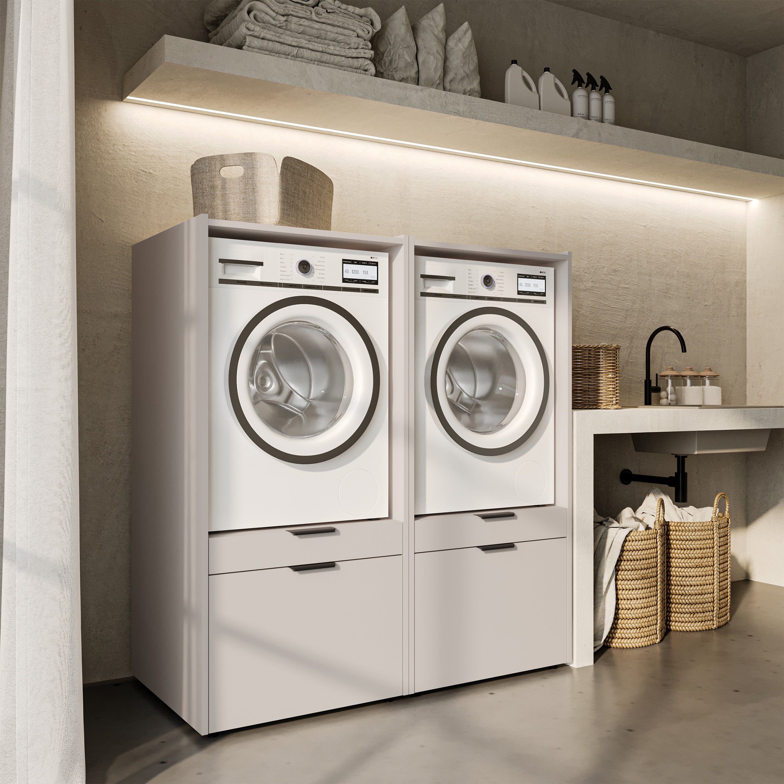 Waschmaschinenschrank Andiamo mit Schublade und Kaschmir-Regal