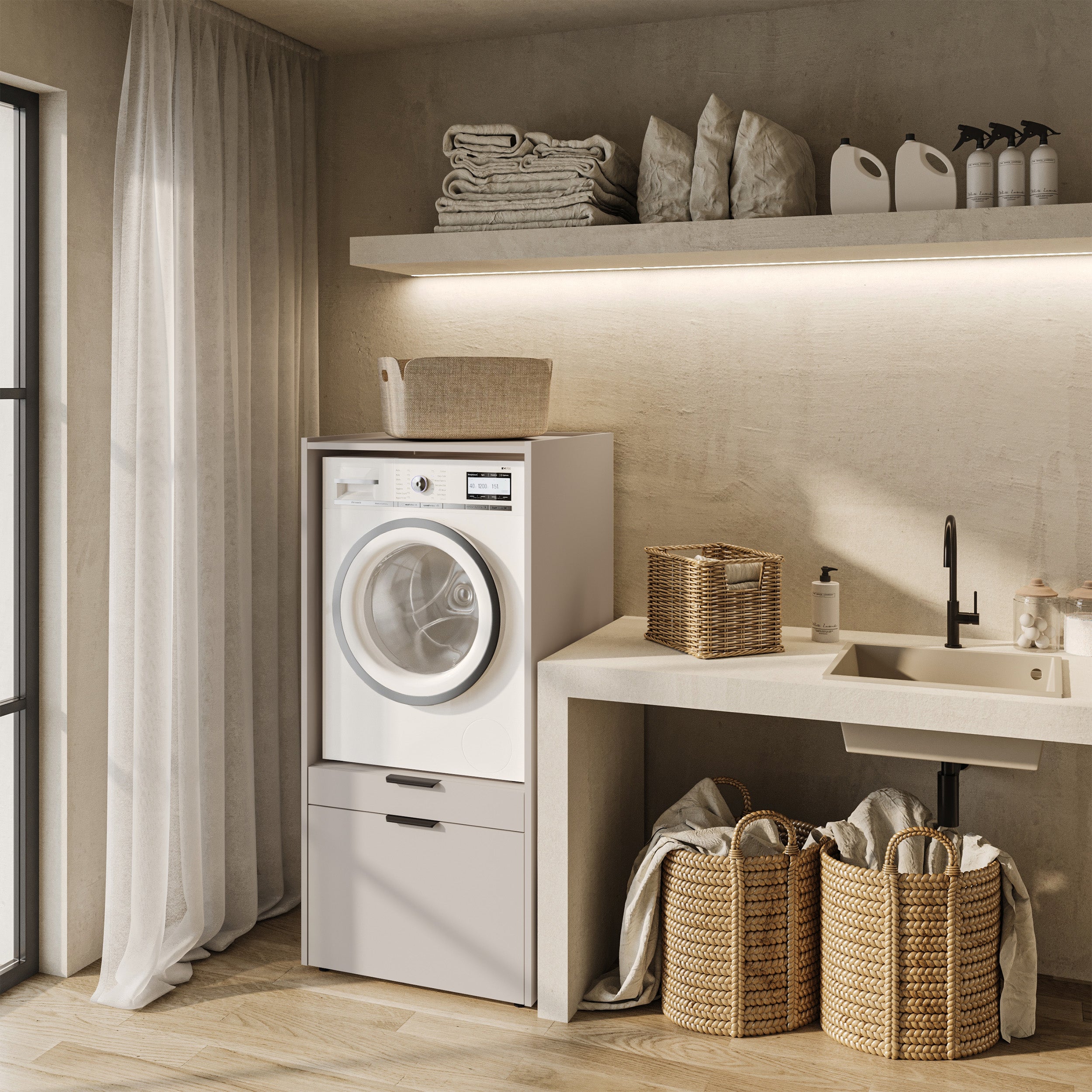 Waschmaschinenschrank Andiamo mit Schublade und Kaschmir-Regal