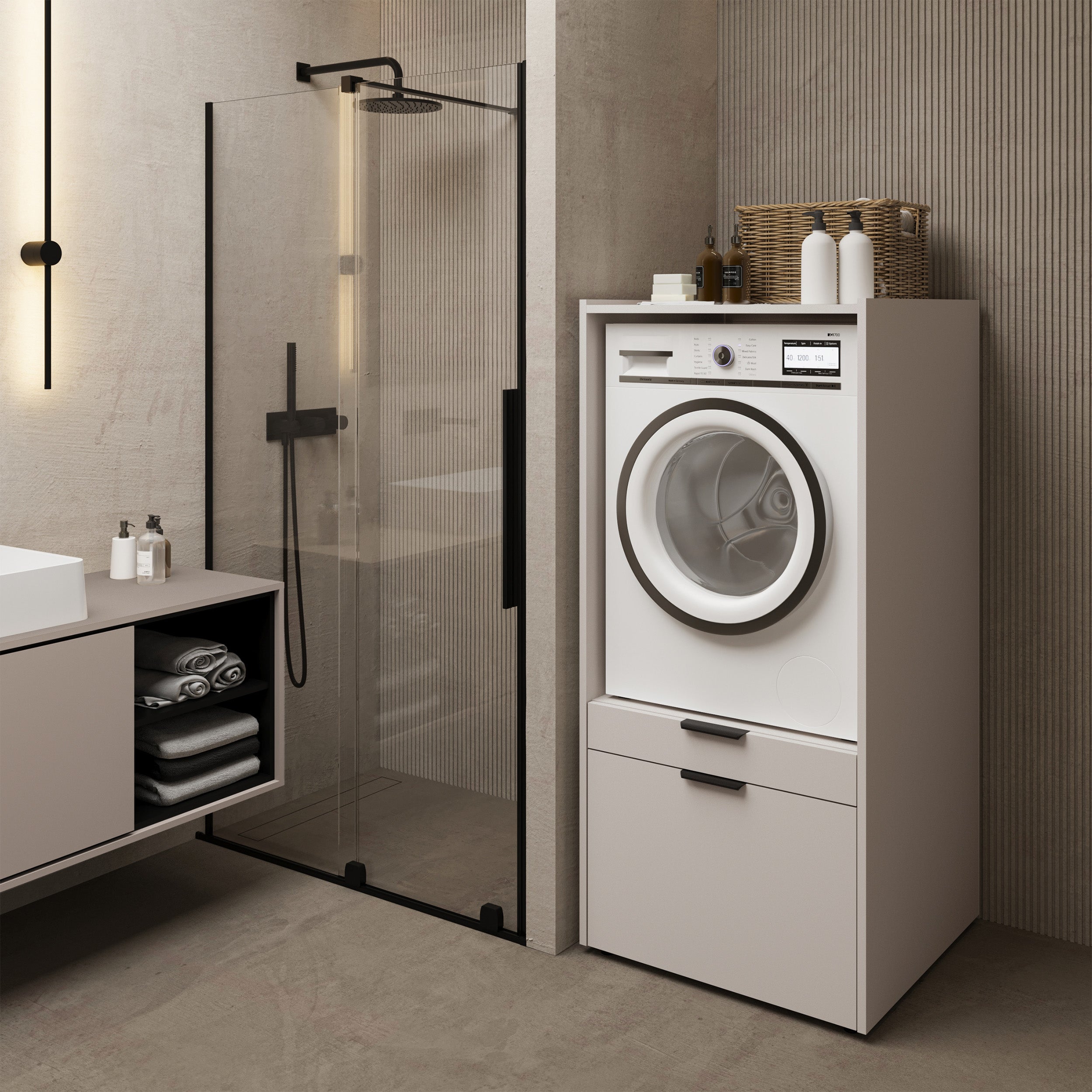 Waschmaschinenschrank Andiamo mit Schublade und Kaschmir-Regal