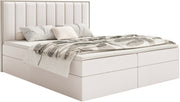 Kontinentales Bett 160x200 cm Togents mit Stauraum und Topper, cremefarbener Velours, wasserabweisend