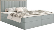 Kontinentalbett 140x200 cm Togents mit Stauraum und Topper, salbeigrüner Velours, wasserabweisend