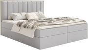 Kontinentales Bett 140x200 cm Togents mit Stauraum und Topper, hellgrauer Velours, wasserabweisend