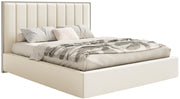 Polsterbett 180x200 cm Togents mit Stauraum, Metallrahmen, cremefarben, Velours, wasserabweisend
