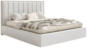 Gepolstertes Bett 160x200 cm Togents mit Stauraum, Metallrahmen, weißer hydrophober Samt
